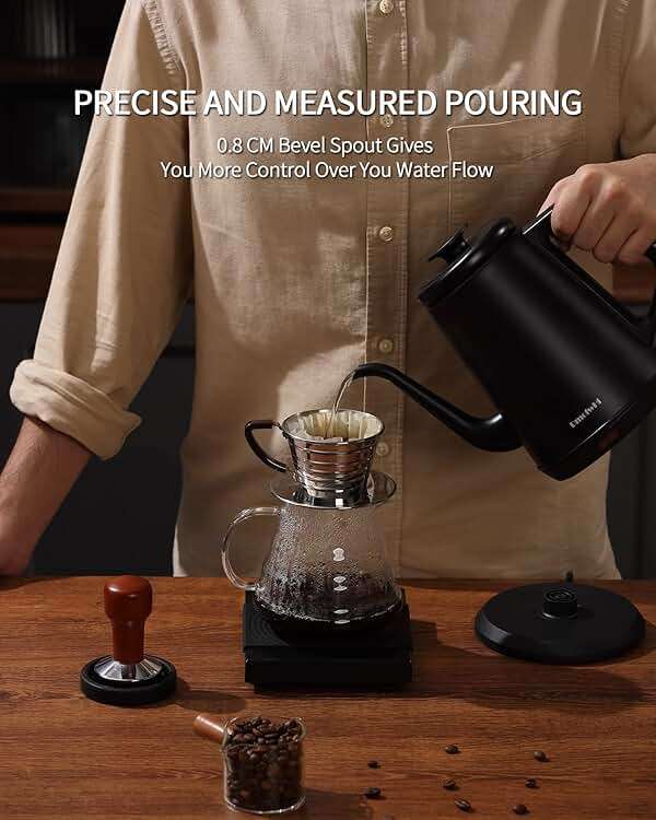 DmofwHi Gooseneck Electric Kettle(1.0L),1000W Electric Tea Kettle of 304 Stainless Steel,Auto Shut off,Water Kettle for Coffee and Tea -Matte Black - Image 2