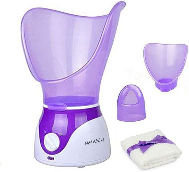 Facial Steamer Professional Steam Inhaler Facial Sauna Spa for Face Mask Moisturizer - Sinus with Aromatherapy; Pores with Timer and Extract Blackheads, Diffuser Skin Care(Purple) - Image 4