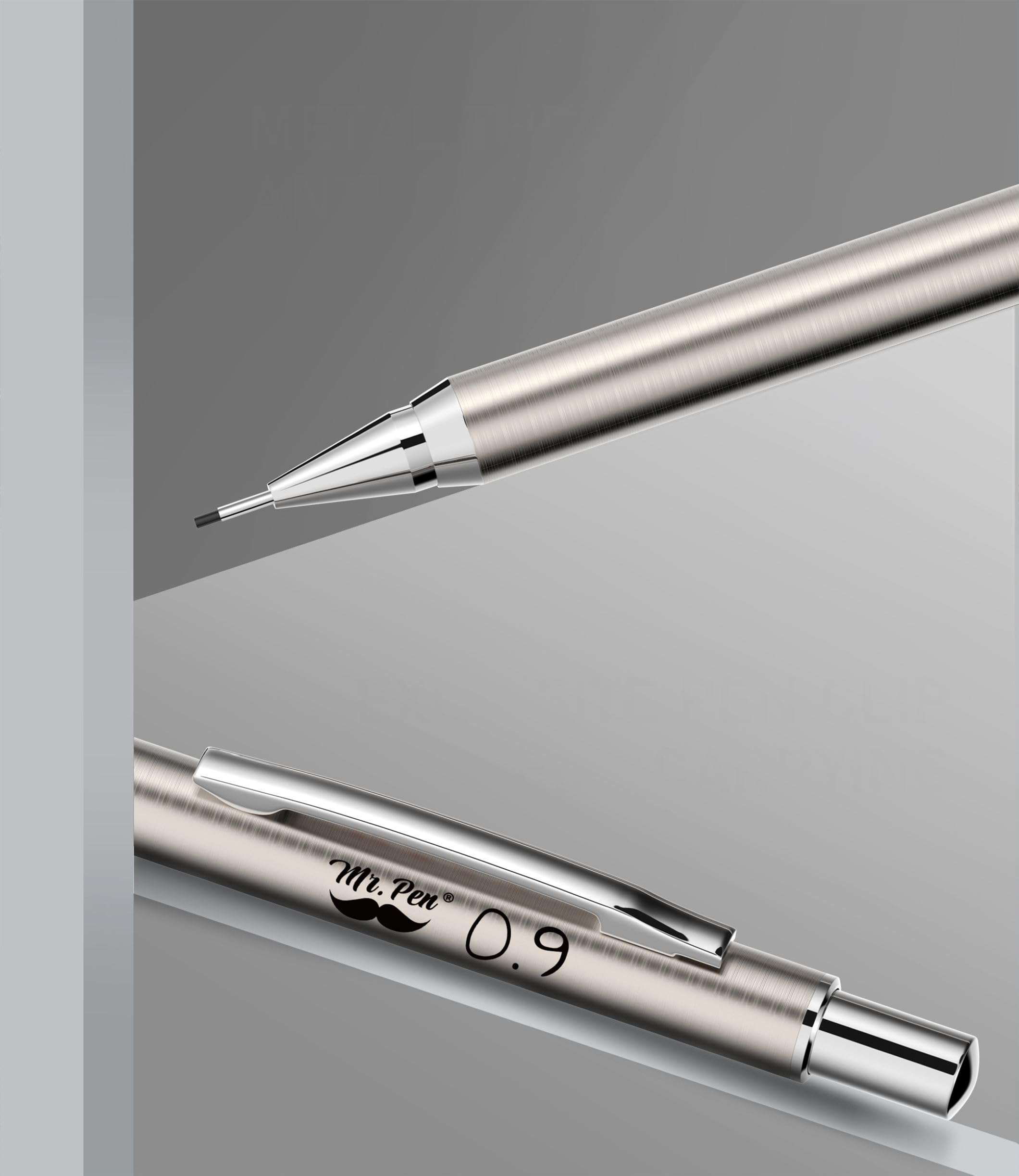 Mr. Pen- Metal Mechanical Pencil Set with Lead Refills & Erasers, 2 Pack, 0.9mm, 4x Tubes 2B Lead Refill, 4x Eraser Refills for School Supplies, Note Taking, Drawing, Sketching, Office - Image 8