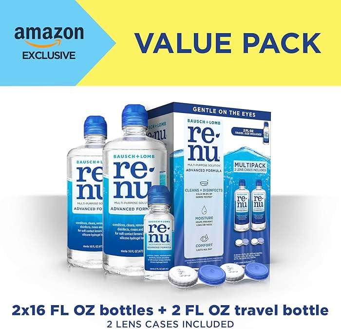 Renu Contact Lens Solution, Advanced Formula, Multi-Purpose Solution with Lens Case, Gently Cleans, Disinfects, Moisturizes & Hydrates Soft Lenses, 16 Fl Oz (Pack of 2) + Travel Size 2 Fl Oz - Image 4