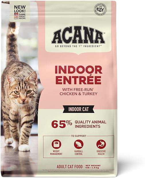 ACANA Dry Cat Food for Indoor Cats Indoor Entrée Chicken Turkey Whole Herring and Rabbit 4lb Bag - Image 1