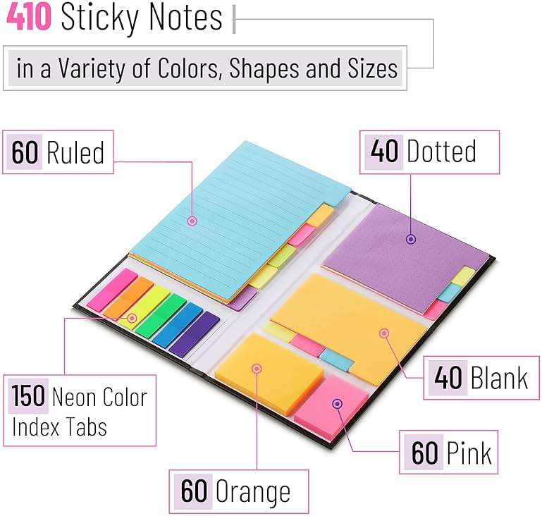 Mr. Pen- Sticky Notes Set, 410 Pack, School Supplies, Office Supplies, Planner Sticky Note Dividers Tabs, Book Notes, Stocky Notes for Bible Journaling - Image 4