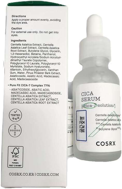 COSRX Pure Fit Cica Serum 1 fl.oz/30ml, Centella Asiatica Extract, Soothing, Calming, Protecting, Animal Testing Free, Korean Skin Care - Image 3