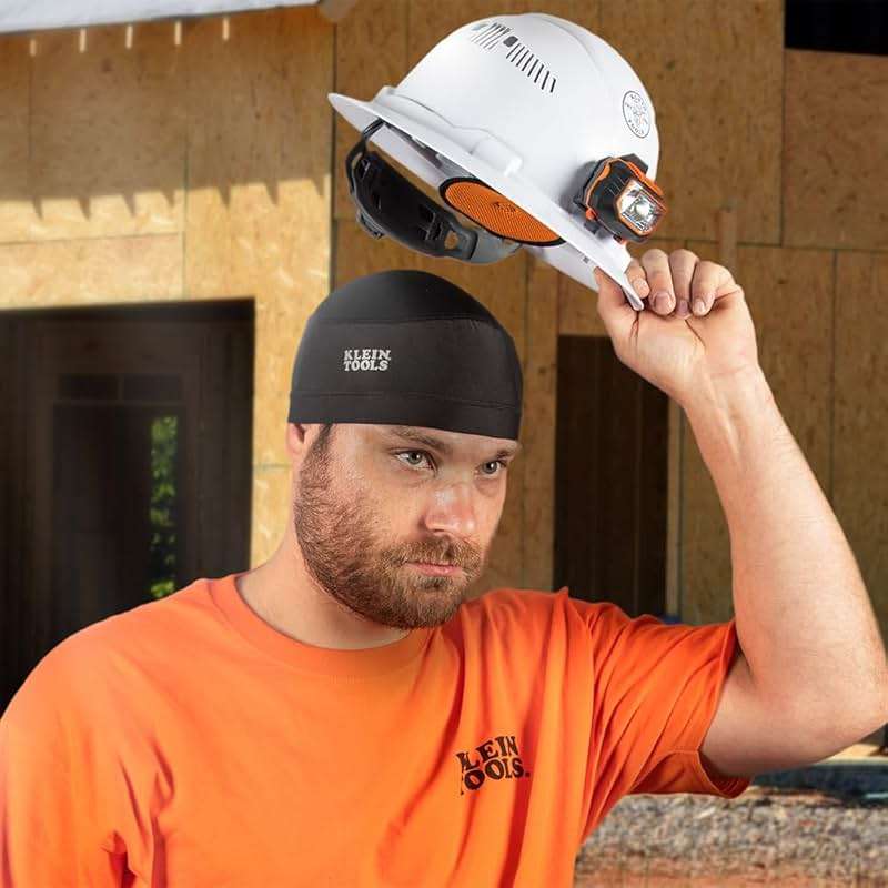 Klein Tools 60181 Cooling Helmet Liner (M/L) for Hard Hats, Under Helmet Cap, Cooling Headwear with Breathable Fabric, Reusable Skull Cap, Hard Hat Liner for Construction and Warm Environments - Image 3
