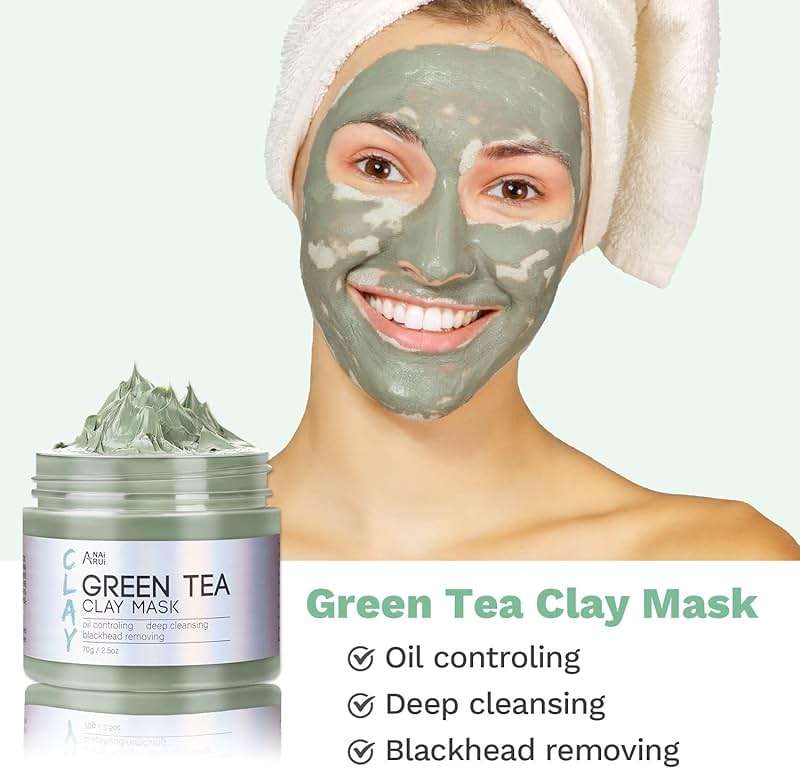 ANAI RUI 3 Pcs Face Mask Set - Turmeric Clay Mask - Green Tea Face Mask - Dead Sea Mud Mask for Oily Skin, Blackheads & Pores -Spa Gift Set Self Care for Women Teens 2.5 oz Each - Image 4