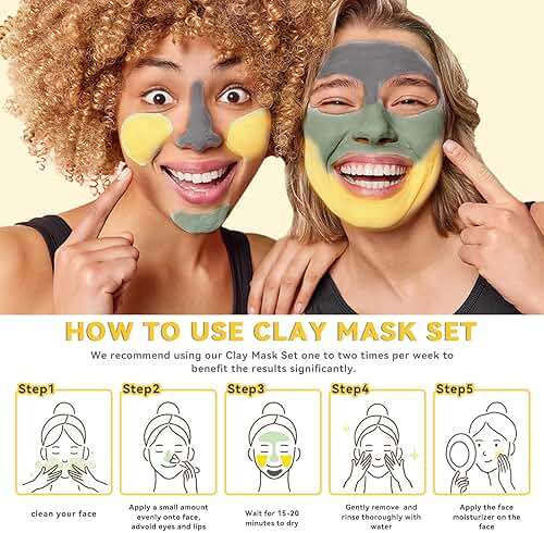 ANAI RUI 3 Pcs Face Mask Set - Turmeric Clay Mask - Green Tea Face Mask - Dead Sea Mud Mask for Oily Skin, Blackheads & Pores -Spa Gift Set Self Care for Women Teens 2.5 oz Each - Image 6