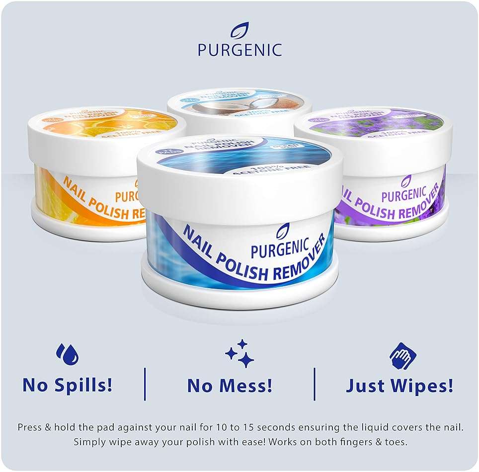 Purgenic Nail Polish Remover Pads - (128 Count) - On the Go & Travel - Lint Free Nail Polish Wipes - Pre-soaked Pads Made All Natural Ingredients - Cuticle Wipes - No Harsh Odor or Chemicals - Image 4