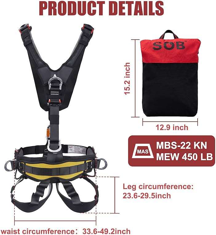 SOB Full Body Climbing Harness Can Be Inverted Thicken Widen Protect Waist Safety Harness Tree Work Rock Climbing Mountaineering Rescuing Work at Height - Image 7