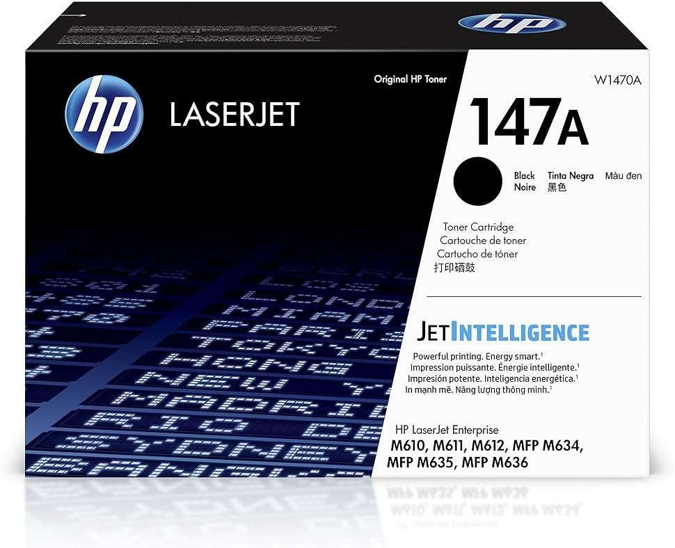 HP 147A Black Toner Cartridge | Works with LaserJet Enterprise M610, M611, M612, LaserJet Enterprise MFP M634, M635, M636 | W1470A - Image 1