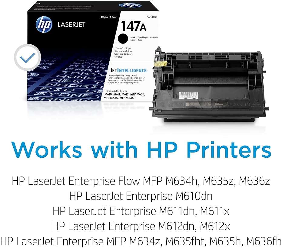 HP 147A Black Toner Cartridge | Works with LaserJet Enterprise M610, M611, M612, LaserJet Enterprise MFP M634, M635, M636 | W1470A - Image 2