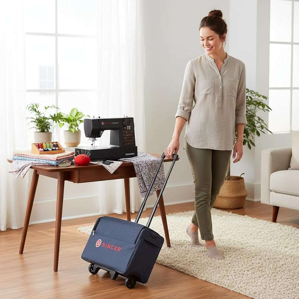 SINGER® Universal Sewing Machine Carrying Case with Wheels, 20.5" | Durable, Padded Roller Bag with Retractable Handle & Wheels | Perfect for Travel & Storage - Image 6