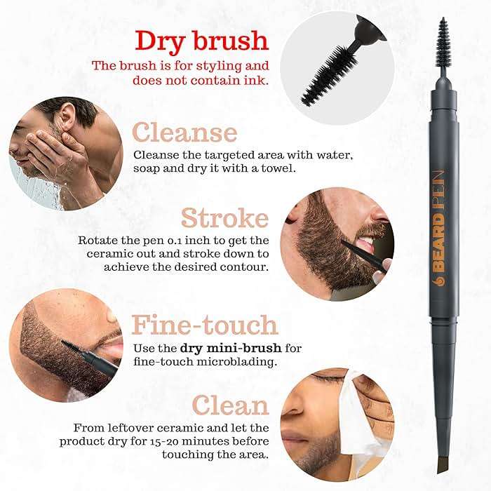Beard Pen Filler for Men - Barber Styling Grooming Pencil, Waterproof & Sweat Proof, Long Lasting, Natural Finish, Cover Beard & Scalp Patches - Black, 1 Pack - Image 4