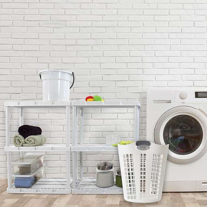 Gracious Living Laundry Basket, Easy Carry Flex Collapsible Hamper, 87.5 Liters, White - Large Plastic Clothes Storage Organizer for Home, Bathroom, and Bedroom - Image 2
