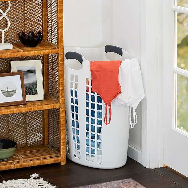 Gracious Living Laundry Basket, Easy Carry Flex Collapsible Hamper, 87.5 Liters, White - Large Plastic Clothes Storage Organizer for Home, Bathroom, and Bedroom - Image 7