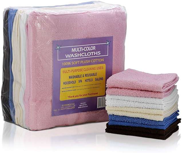 Simpli-Magic Cotton Wash Cloths 12"x12" (50 Pack) – Highly Absorbent Soft Towels – Commercial Terry Washcloth for Face, Hand, Bath, Kitchen, Gym & Hotel (Multicolor) - Image 7