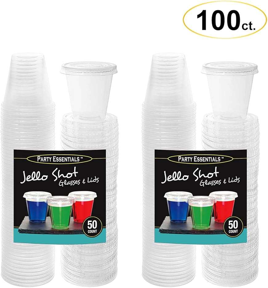 Party Essentials Squeezable Plastic Gelatin/Jello Shot Glasses/Portion Souffle Cups/Condiment Sauce Containers with Lids, 100 Sets, 2 oz. Clear - Image 5