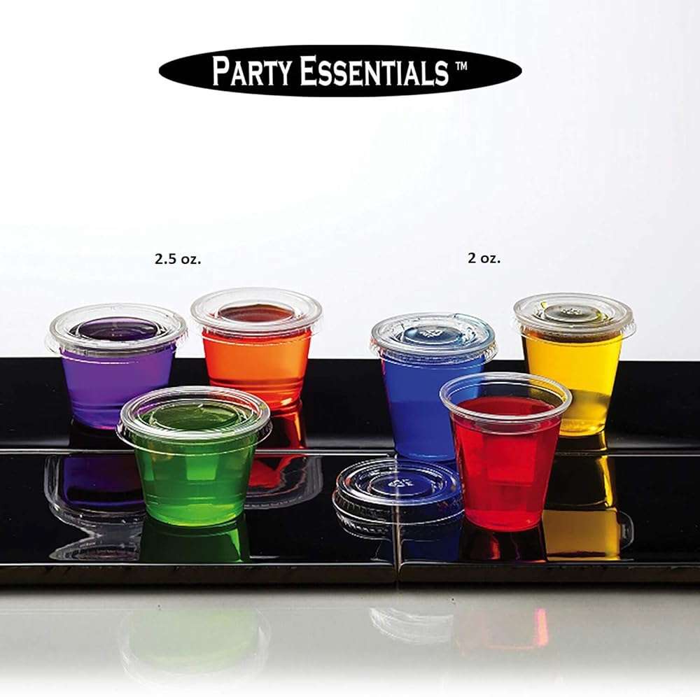 Party Essentials Squeezable Plastic Gelatin/Jello Shot Glasses/Portion Souffle Cups/Condiment Sauce Containers with Lids, 100 Sets, 2 oz. Clear - Image 8
