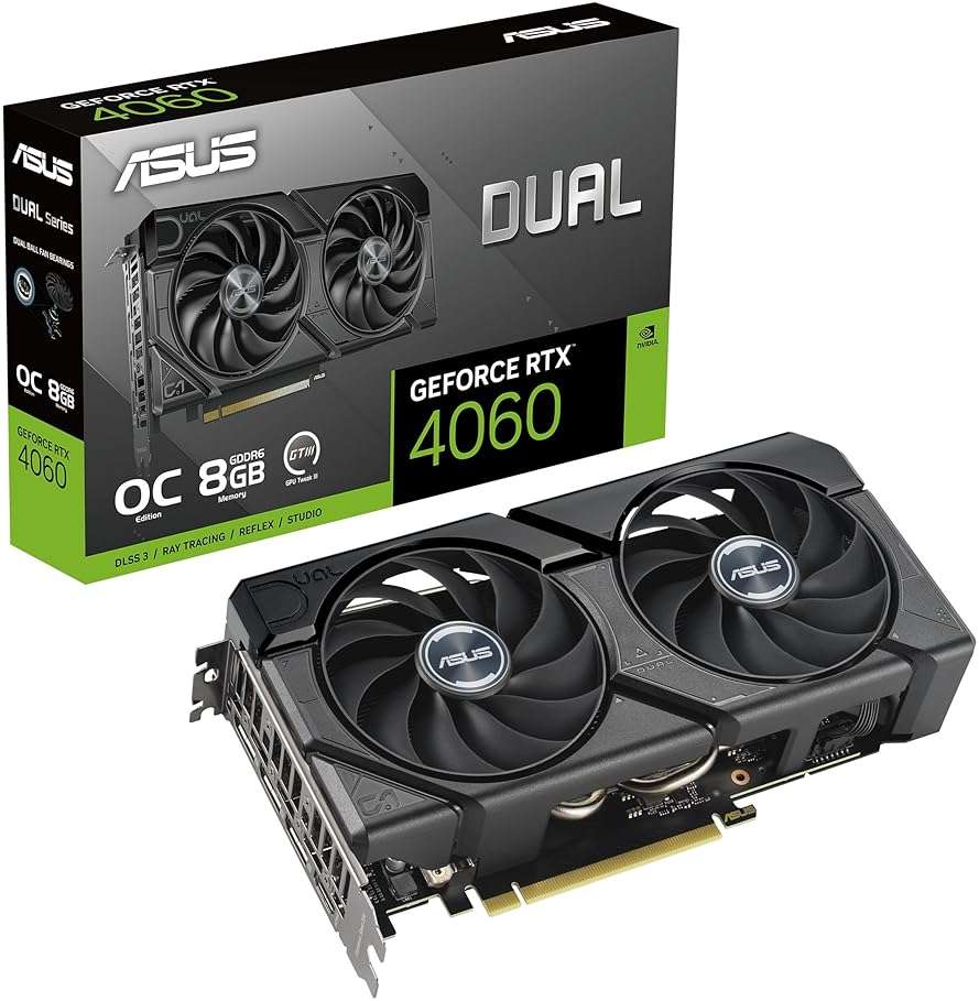 ASUS Dual GeForce RTX 4060 EVO OC Edition 8GB GDDR6 (PCIe 4.0, 8GB GDDR6, DLSS 3, HDMI 2.1a, DisplayPort 1.4a, Axial-Tech Fan Design, 0dB Technology, Dual BIOS, Auto-Extreme Technology) - Image 1