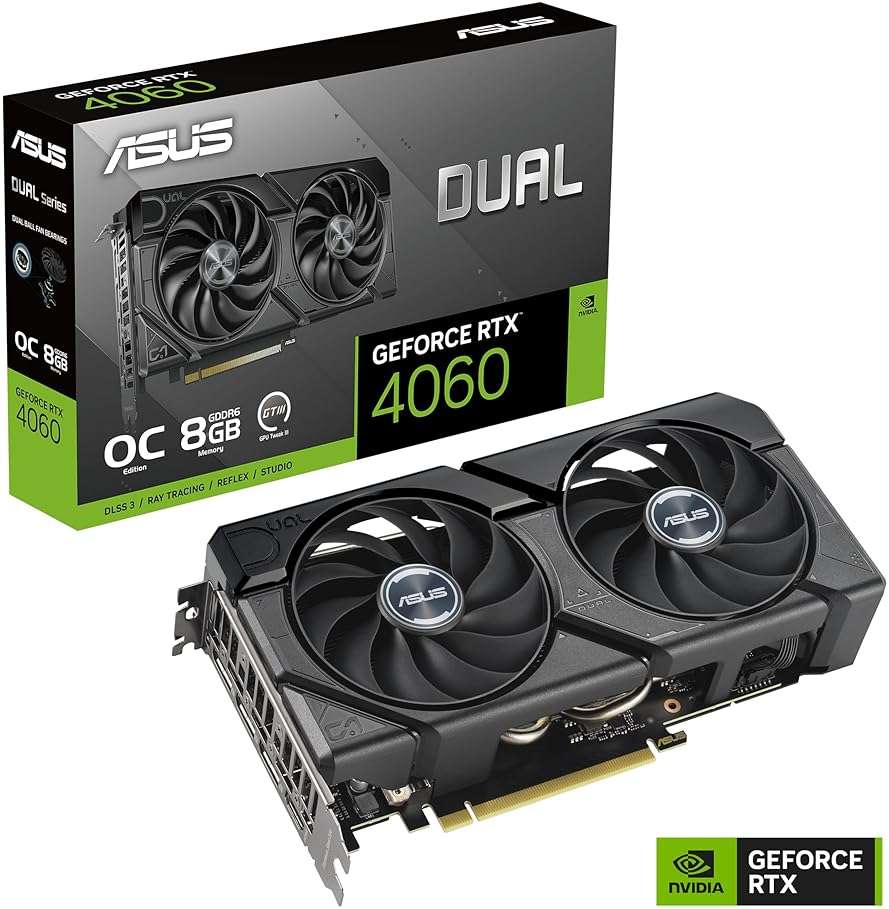 ASUS Dual GeForce RTX 4060 EVO OC Edition 8GB GDDR6 (PCIe 4.0, 8GB GDDR6, DLSS 3, HDMI 2.1a, DisplayPort 1.4a, Axial-Tech Fan Design, 0dB Technology, Dual BIOS, Auto-Extreme Technology) - Image 2