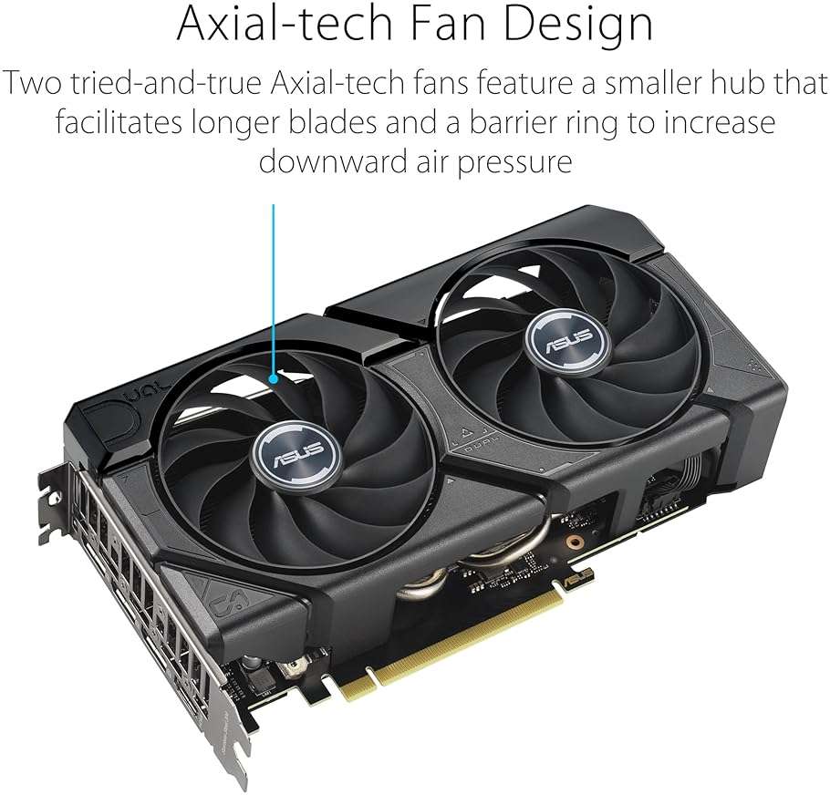 ASUS Dual GeForce RTX 4060 EVO OC Edition 8GB GDDR6 (PCIe 4.0, 8GB GDDR6, DLSS 3, HDMI 2.1a, DisplayPort 1.4a, Axial-Tech Fan Design, 0dB Technology, Dual BIOS, Auto-Extreme Technology) - Image 3