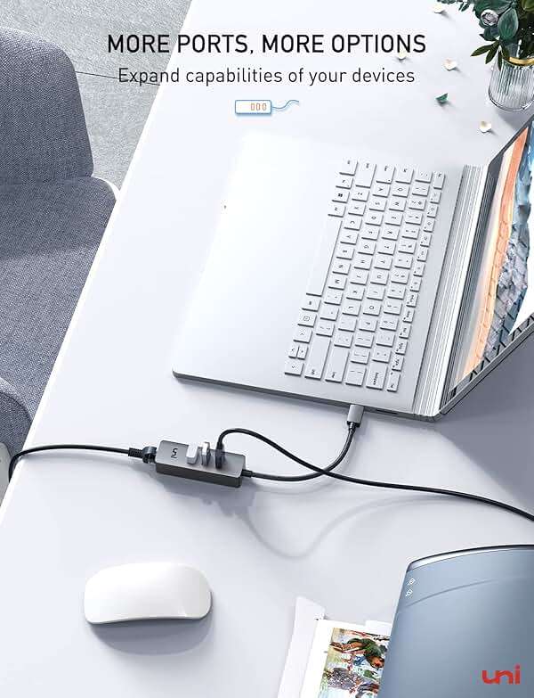 uni USB-C to Ethernet Adapter, USB C HUB Ethernet 1Gbps with USB 3.0 4IN1, [Thunderbolt 4/3 Compatible] USB C to Network Adapter for MacBook Pro/Air, iPad Pro, Surface Laptop, Chromebook, etc - Image 10