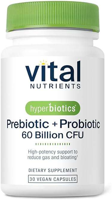 Hyperbiotics Vital Nutrients Prebiotic and Probiotic for Women and Men | 60 Billion CFU | Pre and Probiotics Supports Digestive Health, Constipation, Diarrhea, Gas & Bloating* | 30 Vegan Capsules - Image 1
