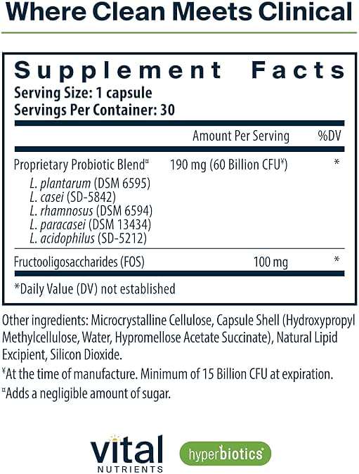 Hyperbiotics Vital Nutrients Prebiotic and Probiotic for Women and Men | 60 Billion CFU | Pre and Probiotics Supports Digestive Health, Constipation, Diarrhea, Gas & Bloating* | 30 Vegan Capsules - Image 2