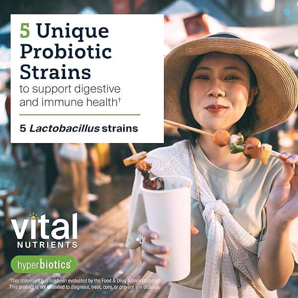 Hyperbiotics Vital Nutrients Prebiotic and Probiotic for Women and Men | 60 Billion CFU | Pre and Probiotics Supports Digestive Health, Constipation, Diarrhea, Gas & Bloating* | 30 Vegan Capsules - Image 6
