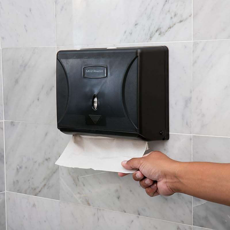 Mind Reader Paper Towel Dispenser, Tri-Fold Towel Holder, Restroom, Wall Mount, Bathroom, Black - Image 2
