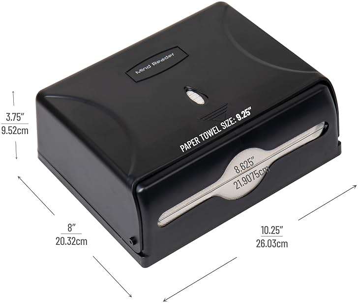 Mind Reader Paper Towel Dispenser, Tri-Fold Towel Holder, Restroom, Wall Mount, Bathroom, Black - Image 3