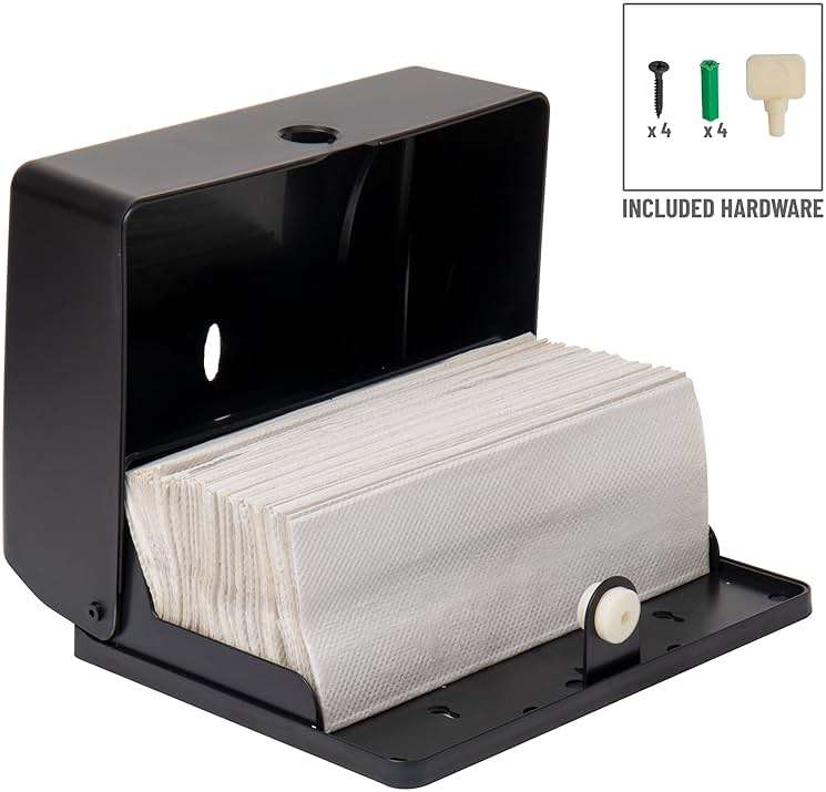 Mind Reader Paper Towel Dispenser, Tri-Fold Towel Holder, Restroom, Wall Mount, Bathroom, Black - Image 4