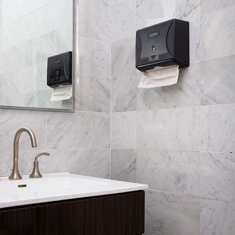 Mind Reader Paper Towel Dispenser, Tri-Fold Towel Holder, Restroom, Wall Mount, Bathroom, Black - Image 6