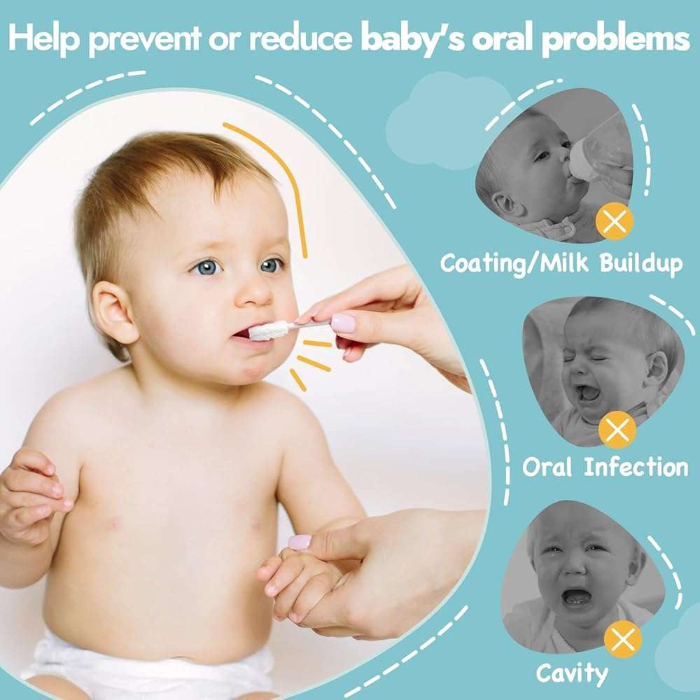 Papablic Baby Tongue Cleaner, Baby Oral Cleaner, Disposable Infant Mouth Cleaner Newborn, Upgrade Gum Cleaner with Paper Handle for Infants Ages 0-2 Years, 40 Pack - Image 2