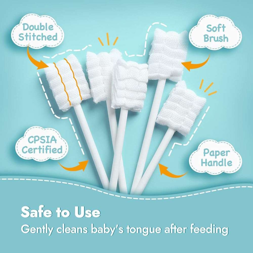 Papablic Baby Tongue Cleaner, Baby Oral Cleaner, Disposable Infant Mouth Cleaner Newborn, Upgrade Gum Cleaner with Paper Handle for Infants Ages 0-2 Years, 40 Pack - Image 3