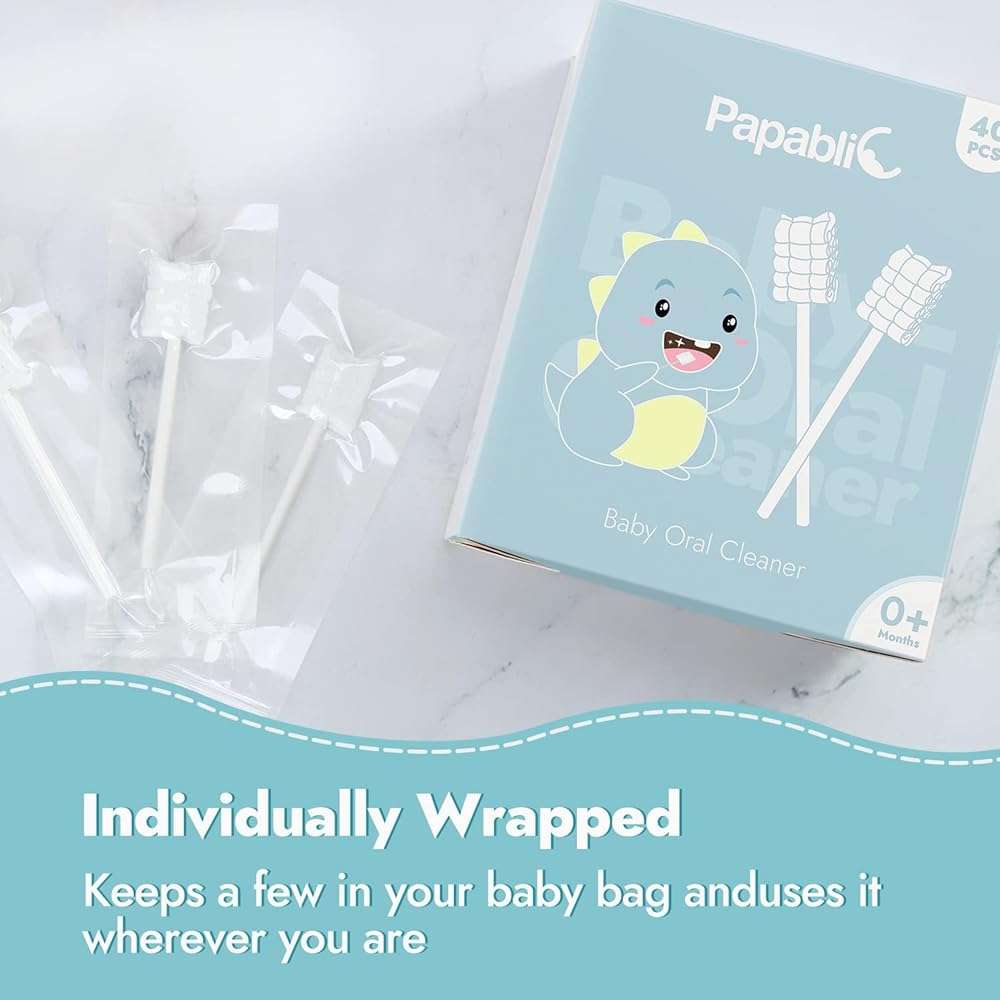 Papablic Baby Tongue Cleaner, Baby Oral Cleaner, Disposable Infant Mouth Cleaner Newborn, Upgrade Gum Cleaner with Paper Handle for Infants Ages 0-2 Years, 40 Pack - Image 5