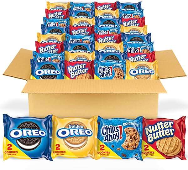 OREO Original, OREO Golden, CHIPS AHOY! & Nutter Butter Cookie Snacks Variety Pack, 56 Snack Packs (2 Cookies Per Pack) - Image 1