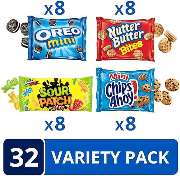 OREO Mini Cookies, CHIPS AHOY! Mini Cookies, SOUR PATCH KIDS Candy & Nutter Butter Bites & Candy Variety Pack, 32 Snack Packs - Image 3