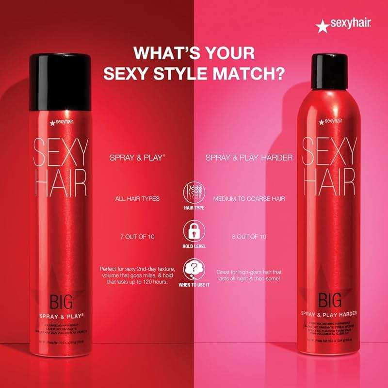 SexyHair Big Spray & Play Harder Firm Volumizing Hairspray | All Day Hold and Shine | Up to 72 Hour Humidity Resistance - Image 6