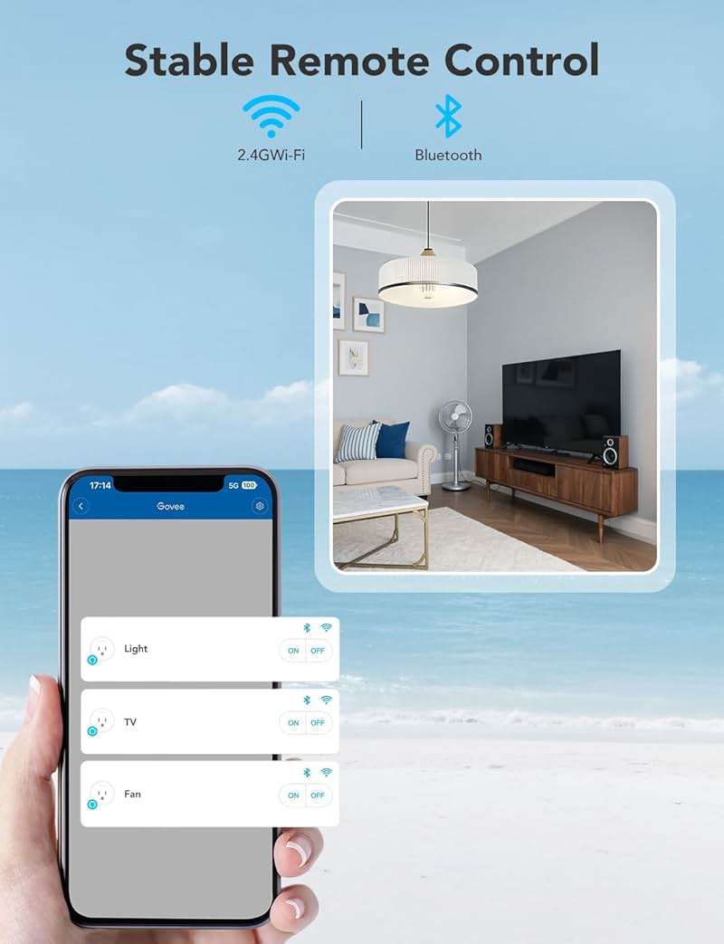 Govee Smart Plug, WiFi Plugs Work with Alexa & Google Assistant, Smart Outlet with Timer & Group Controller, WiFi Outlet for Home, No Hub Required, ETL & FCC Certified, 2.4G WiFi Only, 4 Pack - Image 6