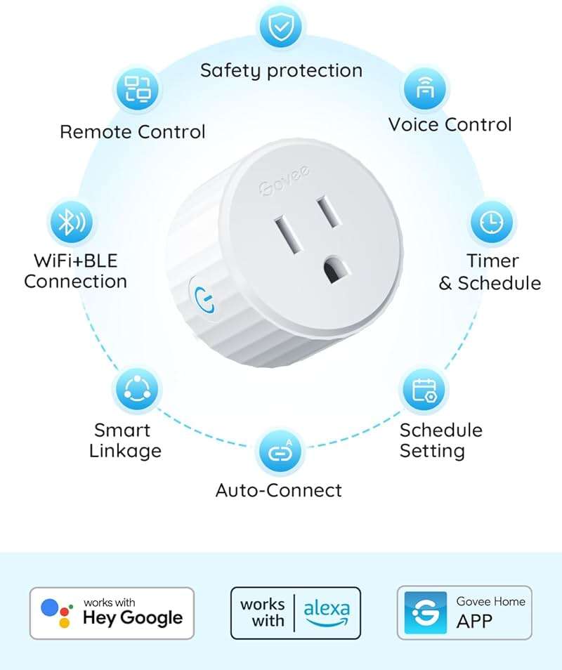 Govee Smart Plug, WiFi Plugs Work with Alexa & Google Assistant, Smart Outlet with Timer & Group Controller, WiFi Outlet for Home, No Hub Required, ETL & FCC Certified, 2.4G WiFi Only, 4 Pack - Image 7