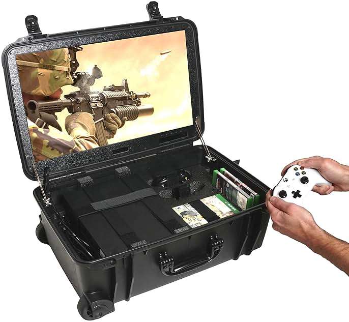 Case Club Gaming Station fits Xbox One X/S. Portable Gaming Station with Built-in 24" 1080p Monitor, Storage for Controllers, Games, and Included Speakers (Xbox & Accessories Not Included) - Image 1