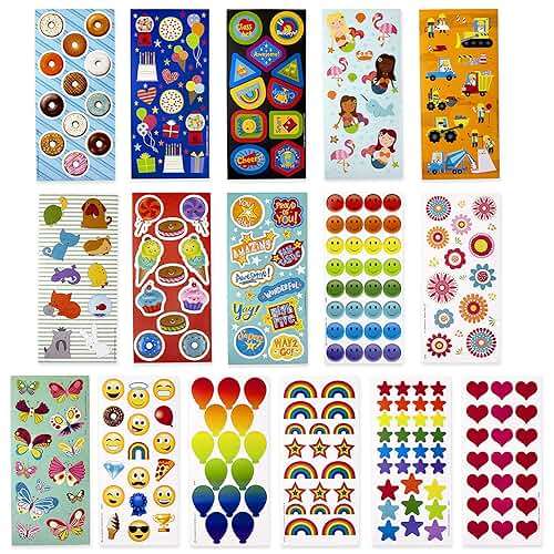 Hallmark Stickers for Kids (Pack of 258 Stickers, 16 Sheets—Mermaids, Rainbows, Hearts, Dogs, Cats, Donuts) - Image 1