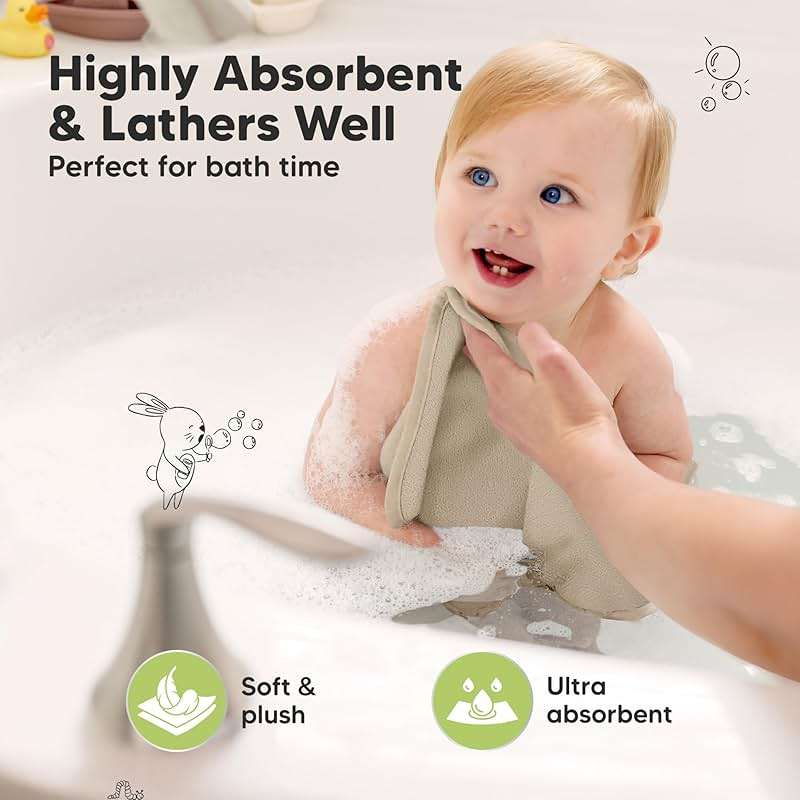 6-Pack Baby Washcloths – Soft Absorbent Viscose from Bamboo Washcloths for Face, Body, Baby Towels for Newborn, Kids, Toddlers,Infant,Gentle on Sensitive Skin,10x10 Reusable Face Towels(Earth Brown) - Image 3
