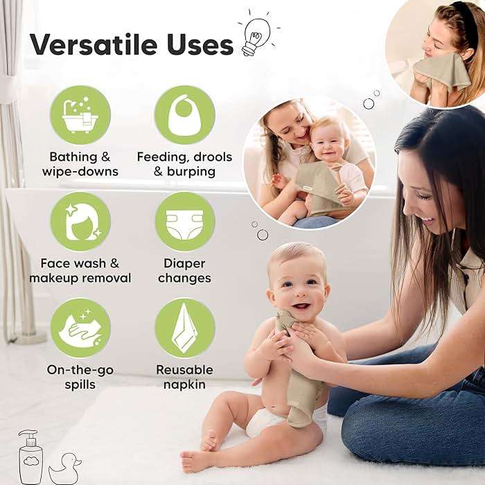 6-Pack Baby Washcloths – Soft Absorbent Viscose from Bamboo Washcloths for Face, Body, Baby Towels for Newborn, Kids, Toddlers,Infant,Gentle on Sensitive Skin,10x10 Reusable Face Towels(Earth Brown) - Image 6