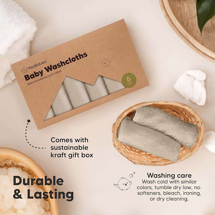 6-Pack Baby Washcloths – Soft Absorbent Viscose from Bamboo Washcloths for Face, Body, Baby Towels for Newborn, Kids, Toddlers,Infant,Gentle on Sensitive Skin,10x10 Reusable Face Towels(Earth Brown) - Image 7