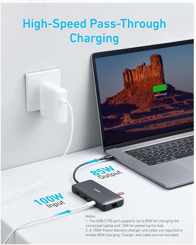 Anker Laptop Docking Station Dual Monitor, 8-in-1 USB C Hub, 4K Dual Monitor with 2 HDMI, 1 Gbps Ethernet Hub, 85W Power Delivery, SD Card Reader, for XPS and More (Charger not Included) - Image 5