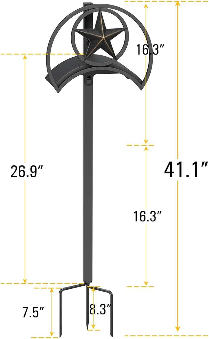 GOFORWILD Garden Hose Holder, Star Decorative, Durable Wall Hose Hanger, Hose Reel, Holds 125-Feet of 5/8-Inch Hose, Made of Gauge Steel - Image 3