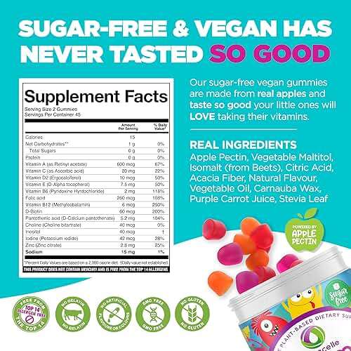 Nutracelle NUTRAMIN Sugar-Free, Allergen-Free 100% Vegan Gummy Multivitamins for Kids - Great Tasting Natural Gummies Your Kids Will Love - 90 Count Bottle - Image 3