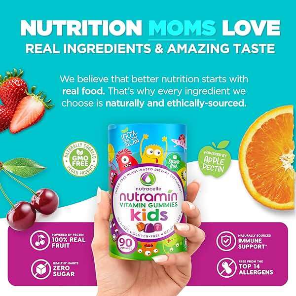Nutracelle NUTRAMIN Sugar-Free, Allergen-Free 100% Vegan Gummy Multivitamins for Kids - Great Tasting Natural Gummies Your Kids Will Love - 90 Count Bottle - Image 5