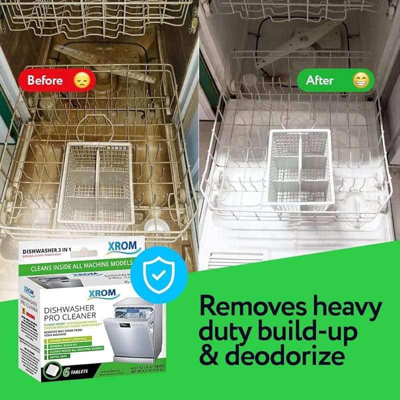 XROM Dishwasher Cleaner Tablets, Plant Based, Deep Clean and Descaler, Removes Odors & Hard Water Stains, 6 Treatments. - Image 3